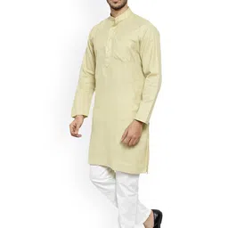 Pro-Ethic STYLE DEVELOPER Men Beige Pure Cotton Kurta with Pyjamas image 2