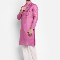 DEVOILER Men Block Print Kurta with Pyjama image 5
