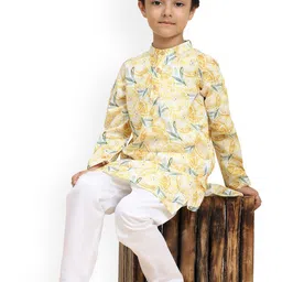 BAESD Boys Abstract Printed Regular Linen Kurta with Pyjamas image 5