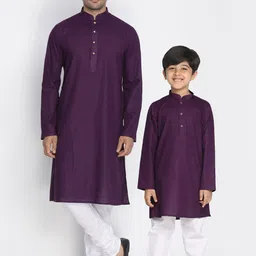 VASTRAMAY Boys Purple Regular Kurta with Pyjamas-9
