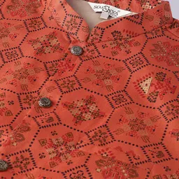 SOJANYA PLUS Ethnic Motifs Printed Regular Kurta & Pyjamas With Nehrujacket image 5