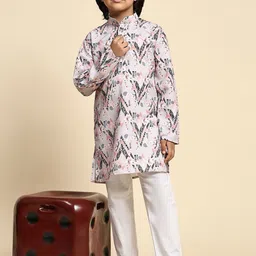 Pro-Ethic STYLE DEVELOPER Boys Printed Regular Mirror Work Pure Cotton Kurta with Pyjamas-45