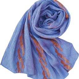 Embroidered Cotton Blend Women Grey Scarf, Fancy Scarf, Stole, Faux Turtleneck Neck Cover-image-59