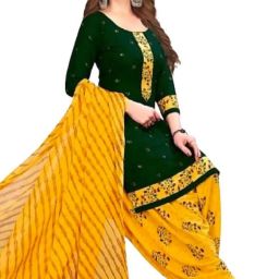 Unstitched Crepe Kurta & Patiyala Material Printed-image-36