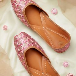 House of Pataudi Women Ethnic Motifs Woven Design Mojaris-6