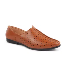 FAUSTO Men Textured Pointed Toe Lightweight Mojaris-image-0