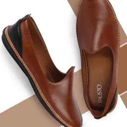 FAUSTO Men Tan Brown Mojaris-picture-7