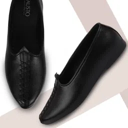 FAUSTO Men Black Textured PU Lightweight Mojaris-picture-5