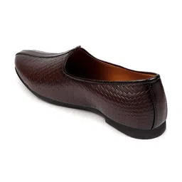 FAUSTO Men Textured Round Toe Memory Foam Lightweight Mojaris image 3