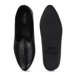 FAUSTO Men Textured Round Toe Memory Foam Lightweight Mojaris image 2