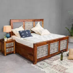 fabuliv Felice Sheesham Wood Queen Size Bed in Dual Tone Finish with Box Storage-picture-42