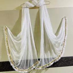 Chiffon Solid White Women Dupatta-4