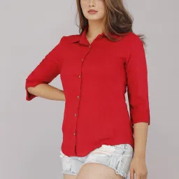 Women Regular Fit Solid Built-up Collar Casual Shirt-image-55