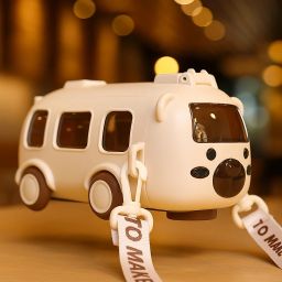 Kids Cartoon Bus Shape Water Bottle with Straw | Leak-Proof | 500ml (White) 500 ml Water Bottle-image-20