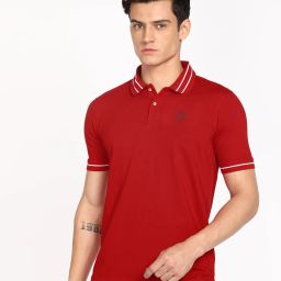Men Solid Polo Neck Polycotton Red T-Shirt-image-40