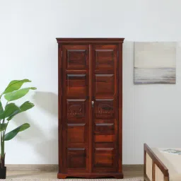 mudramark from pepperfry Airavana Sheesham Wood 2 Door Wardrobe In Scratch Resistant Honey Oak Finish-picture-43