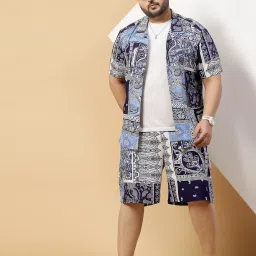 Men Night Suit Set White Printed-picture-24