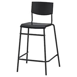 IKEA STIG Bar/Counter Stool with Backrest | Comfy footrest, Suitable for bar Table | Black - 74cm (29 1/8") image 1