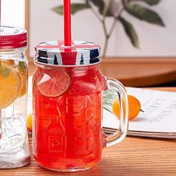 Tumbler with Lid and Glass Straw Coffee ,Milk , juice Glass, Cotton Coffee Glass, Cotton Coffee Mug-image-88
