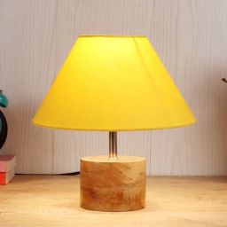 Devansh Wood Table Lamp With Yellow Cotton Shade by New Era-picture-18
