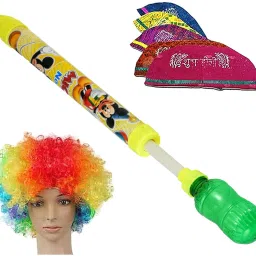 (1 Pichkari+ 10 Holi Cap+ 1 Malinga Wig)for Kids Holi & Summer Pool Party Fun Water Gun-image-51