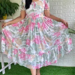 Women Fit and Flare Multicolor Midi/Calf Length Dress-image-46
