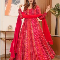Rayon Blend Stitched Anarkali Gown-image-49