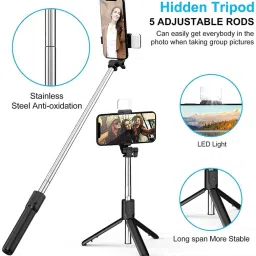 Clairbell BW2_R1S Bluetooth Selfie Sticks with Remote and Selfie Light Single Gimbal for Mobile image 2