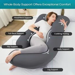 Cotton J Shape pregnancy pillows for sleeping for pregnant women for good sleep Polyester Fibre Solid Pregnancy Pillow Pack of 1-image-33