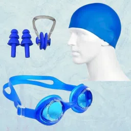 Premium 4-in-1 Swimming Kit with Goggles, Cap, Earplug & Nose Clip Swimming Cap-image-44