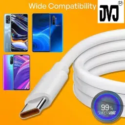 DVJ Type C 1 m SUPER VOOC SUPER FAST 65w/6amp Super Fast Type C Data Cable, USB-A to USB-C Cable Nylon Braided Cable Cord Device image 2