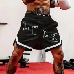Printed Men Black Sports Shorts-image-50