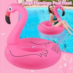 crazyabbs Flamingo Inflatable Pool Floats, Pool Tubes Swimming Ring Pink Pool Float Inflatable Swimming Safety Tube image 5