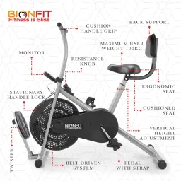 bionfit Fixed Handle Cycle, Air Bike for Home Gym with Twister & Back Support Indoor Cycles Exercise Bike image 2