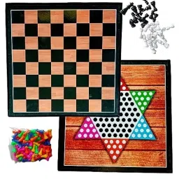 Double Sided Game Chess+Chinese Checker With Plastic Chess goti, checker goti 30 cm Chess Board-34