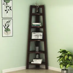 Sheesham Wood Corner Shelf for Living Room Bedroom Home/5 Tier Corner Bookshelf Solid Wood Open Book Shelf-image-92