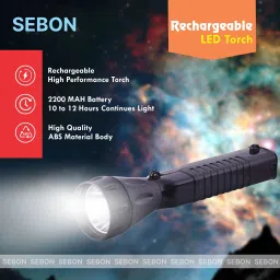 sebon 2KM Range Led Torch, 8 Led Side Light, ABS Body, Sling Belt, 2200 Mah Battery Torch image 2