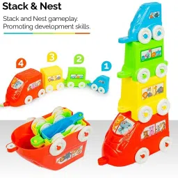 zokato 3 in 1 Train Stacker Pull Along Toy for Toddlers (Multicolor) image 3