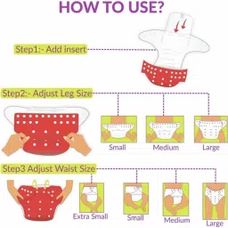 jaydison All In One Washable Reusable Reuse Nappy Button Diaper Cover With Insert For New Born Baby To 2 year (2Diaper cover+2 Insert) image 4