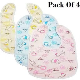 4 Pcs New Born Water Resistant-Premium Super Soft Cotton Daily Use Bibs-image-45