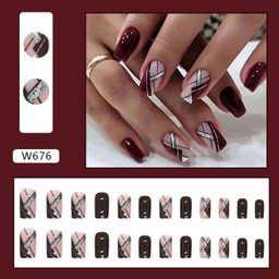 Buddy Jelly Trends Premium Designer 24pcs Stick-on Nails set, with Easy Glue Tab application, Nails are Reusable & Unbreakable (SF-W676) image 2