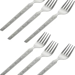 6-piece Stainless Steel Dinner Forks, Extra-Fine Dessert Spoons for Home, Kitchen or Restaurant (Silver) Stainless Steel Roast Fork, Salad Fork, Dinner Fork Set-3