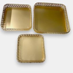 Square Tray Set of 3 for Pooja, Diwali Gift 30x30, 25x25, 20x20 cm, 3PCS Tray-image-41