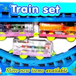 Musical Train Set with Long Track with Rotating Gears Transparent Plastic Body-image-36