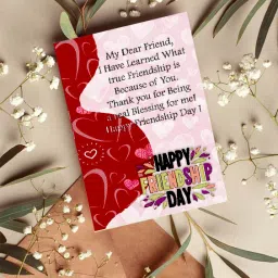 Friendship Day Greeting Card with Red Envelope, Heart Design Greeting Card-image-2