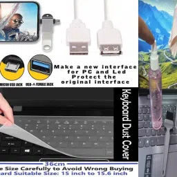 ANJO KeyboardLEDMous-WristPad-Hub-3n1Cl-OTG2n1-Ext-LED-Skin-15.6iScrn&KeyGuard&Sleeve Combo Set image 4