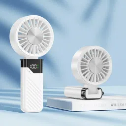 Refulgix Rechargeable Mini Fan with Type-C Charging | 3-Speed Adjustable Airflow | Small Personal Fan with Display | Lightweight Cooling Fan for Office, Home, Travel USB Fan-image-59