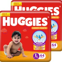 Comfy Baby Diaper Pants, Upto 50% Faster Absorption (64 X 2) - L-picture-5
