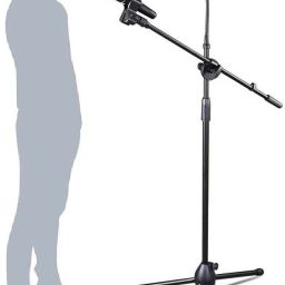 Studio Mic Stand for Recording Singing Video Floor Adjustable Microphone Stand with Mobile Holder Phone Live Broadcast Boom Arm-image-46