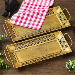 zencrafts Premium Serving Trays Modern Style with Handle,Rectangular Tea Breakfast Platter Tray Serving Set image 5